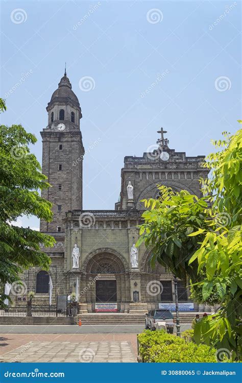 Manila Cathedral Inside The Walls Of Intramuros In Manila Editorial