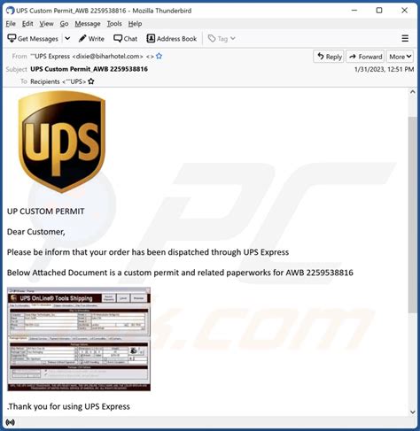 Ups Custom Permit Email Scam Removal And Recovery Steps