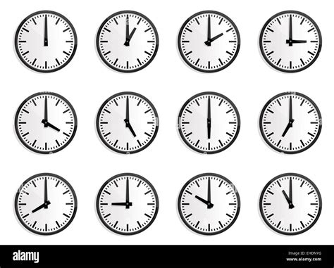 Reloj Que Muestra Cada Hora Ilustración Vectorial En Blanco