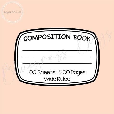 Composition Notebook Label SVG, Composition Book Label Png, Cricut Cut ...