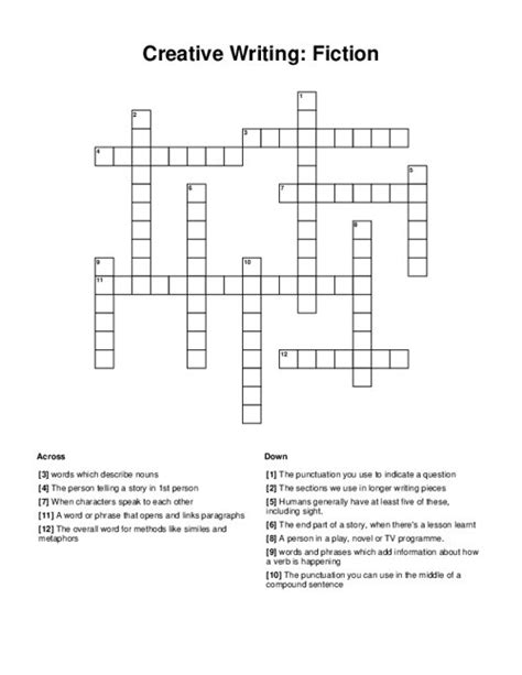 imaginative writing crossword