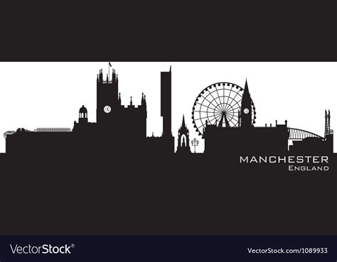 Manchester England Skyline Detailed Silhouette Vector Image