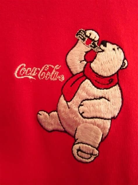 Coca Cola Logo T Shirt Embroidery Polar Bear Youth Xl Tee 1990s Soda