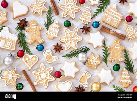 Christmas Background With Gingerbread Cookies Stock Photo Alamy