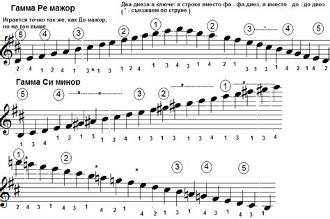 Самоучитель игры на гитаре. Гаммы Ре мажор и Си минор | Sheet music ...