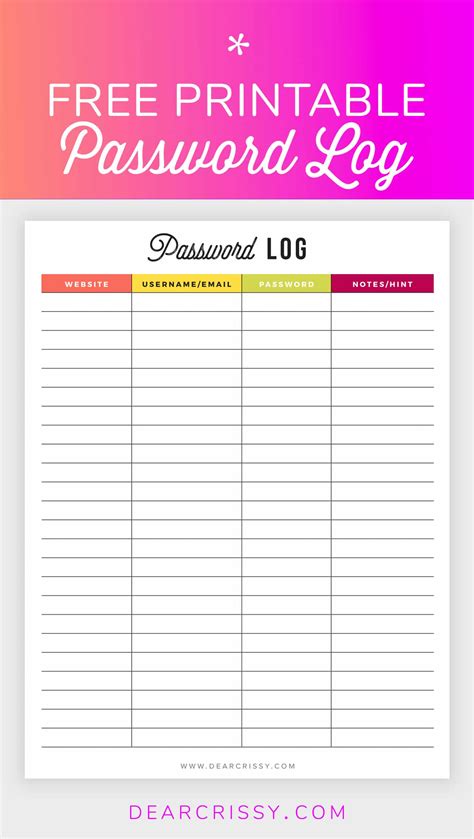 Password Printable Free Free Templates Printable