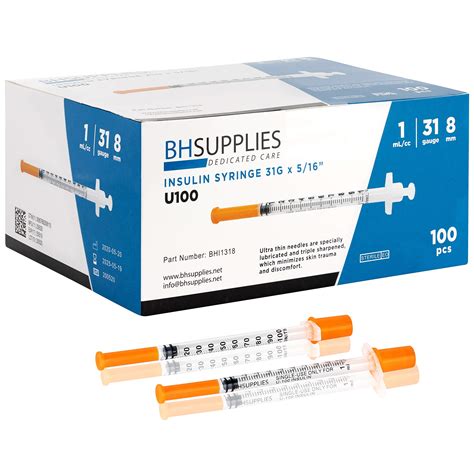 Amazon BH Supplies Insulin Syringes U 100 31G 1ml Cc 5 16 8mm