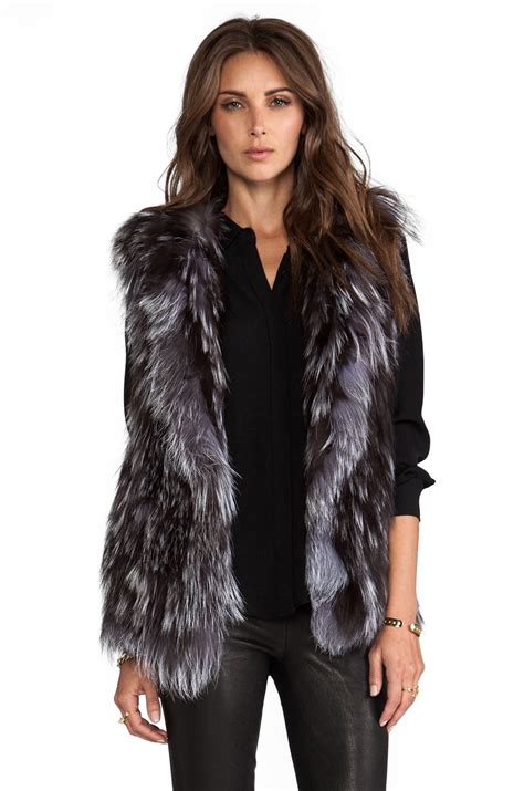 Adrienne Landau Knit Silver Fox Vest In Natural Revolve