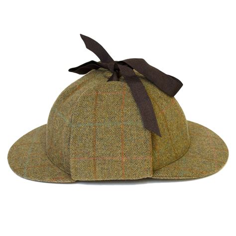 Deerstalker Sherlock Holmes Hat Cap Hartwist Overcheck Olive Green