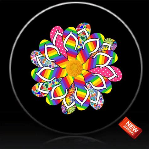 Flip Flop Daisy Black Spare Tire Cover Jeep Tire Covers Daymira