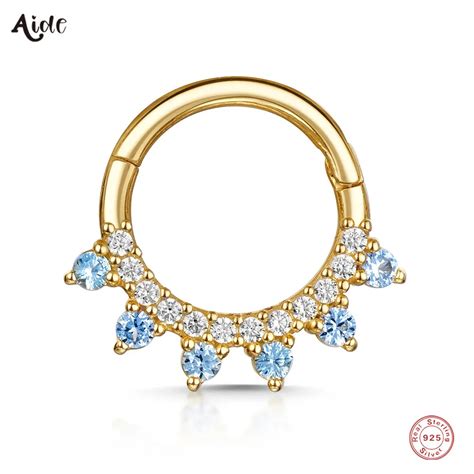 Aide 925 Sterling Silver 1pc Delicate Blue Pink CZ Zircon Daith