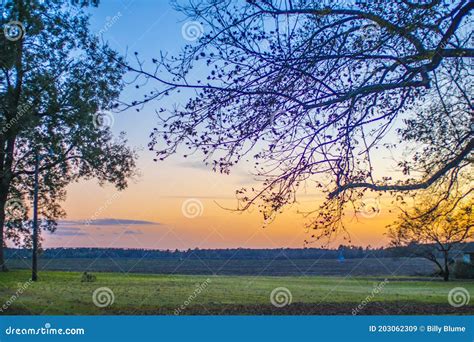 A Beautiful Sunset on Country Farm Land Stock Image - Image of meadow ...