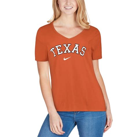 Womens Nike Texas Orange Texas Longhorns Wordmark V Neck T Shirt