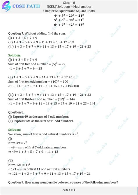 Ncert Solutions For Class 8 Maths Exercise 5 1 Squares And Square Roots