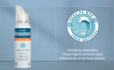 Rinomar Spray Nasal Adultos y Niños Agua Isotónica para Higiene Nasal