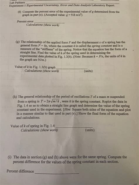 Solved Name Section Date Lab Partners Experiment 1