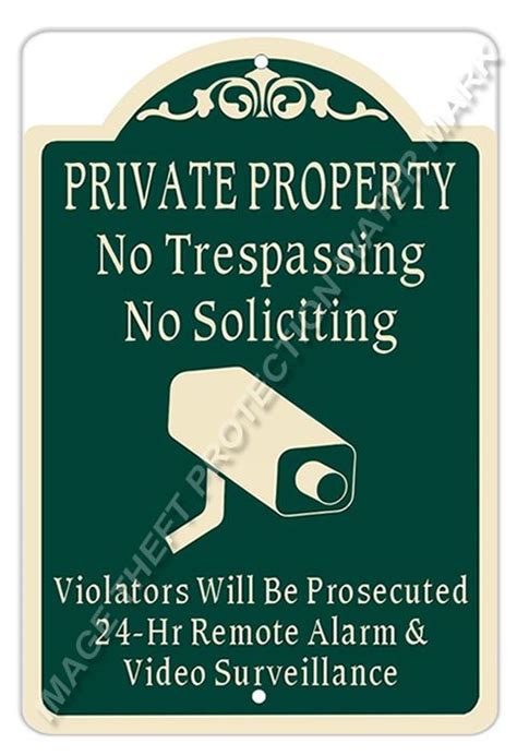 Private Property No Trespassing No Soliciting Video Surveillance Sign 8