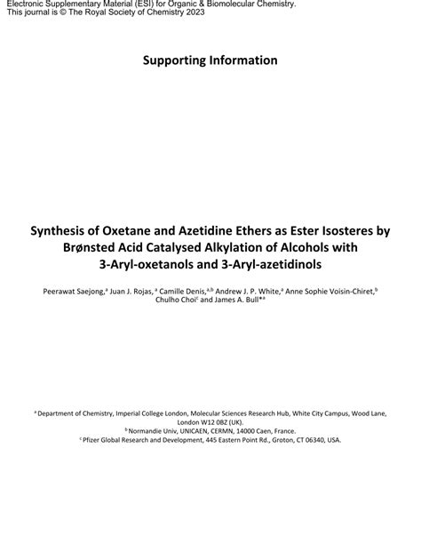 Pdf Synthesis Of Oxetane And Azetidine Ethers As Ester Isosteres By