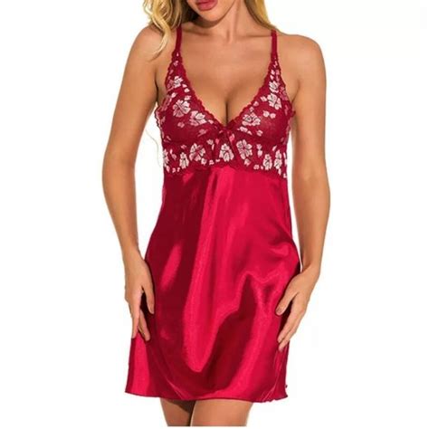 Sexyfun Intimates And Sleepwear Floral Satin Nightwear Lace Chemise Sexy Nightgown Poshmark