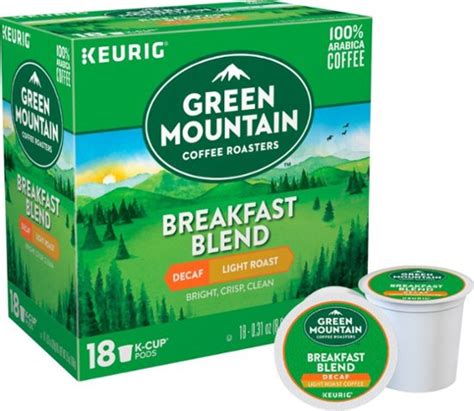 Green Mountain Coffee Breakfast Blend Decaf K Cup Pods 18 Pack