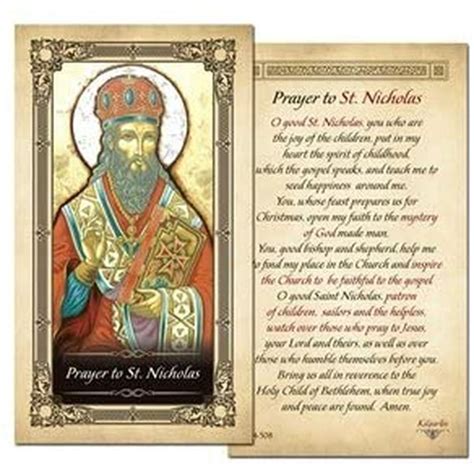 Saint Nicholas Prayer Card Pack Of 10 Laminated