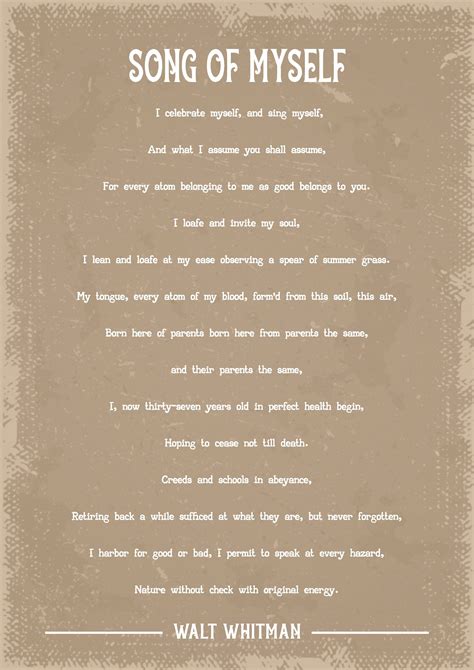 Walt Whitman Song Of Myself Poem Art Print This Design Is