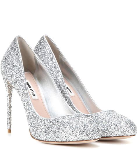 Miu Miu Glitter Pumps In Argeeto Modesens