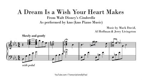 A Dream Is A Wish Your Heart Makes Kno Piano Music Sheet Music