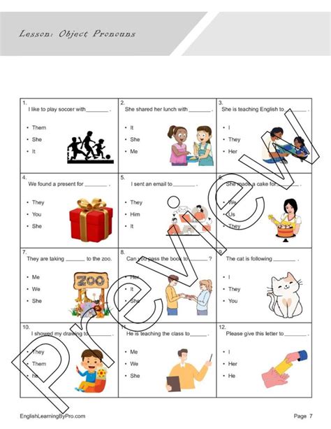 Object Pronouns Lesson Editable Fillable Printable Pdf