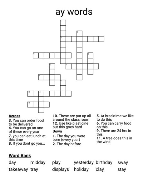 Ay Words Crossword Wordmint