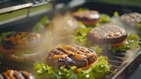 A tray of juicy portobello mushroom burgers topped with melted cheese
