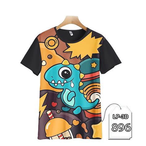 Jual KAOS Dino Cute Printing 3D Baju Anak Dinosaurus Kartun TV Series