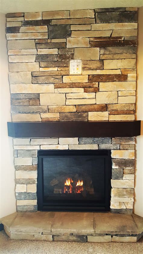 Corner Stone Fireplace In Lower Level Living Room Corner Stone