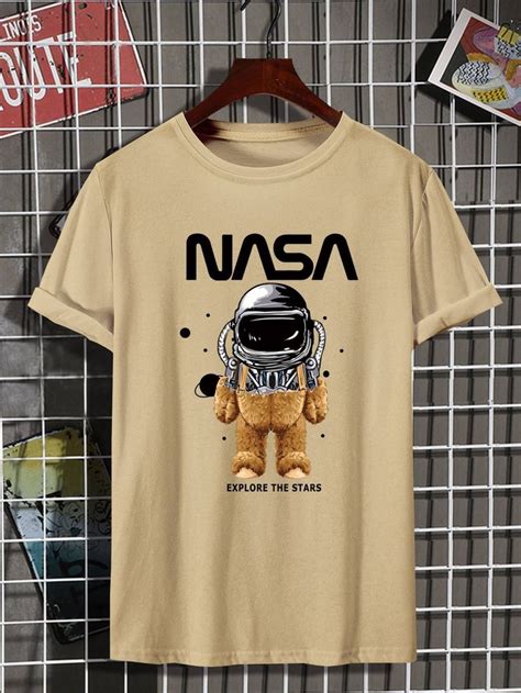 Manfinity Men Astronaut And Slogan Graphic Tee Cool Shirt Designs