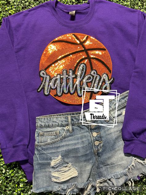 Cursive Sequin Rattlers With Basketball 6j Threads Llc