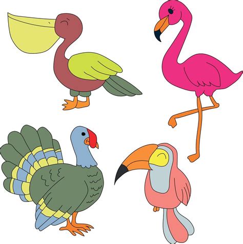 Cute Little Birds Clipart Set Flat Design. Bird Flat Illustration ...