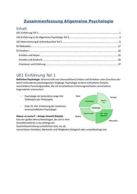 Summary Allg Psychologie 2 Zusammenfassung Allgemeine Psychologie