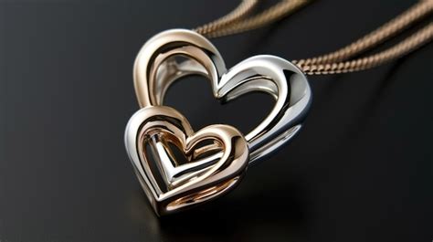 Premium Photo Pendant Necklace Two Hearts Entwined Together