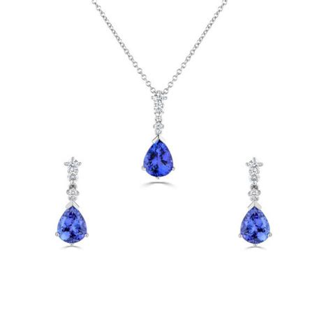 18ct White Gold Tanzanite Diamond Jewellery Set Buy Online Free