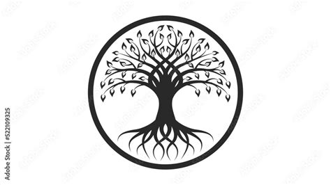 Yggdrasil Black Silhouette On A White Background Stock Vector Adobe Stock