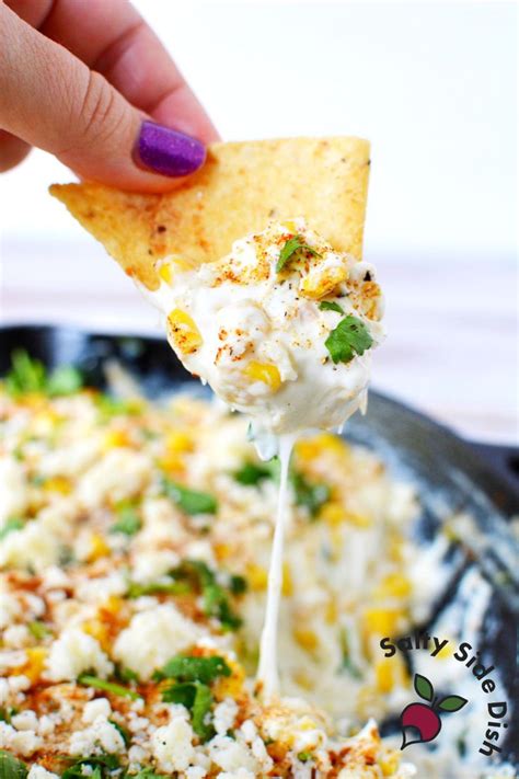 Warm Elote Dip Mexican Street Corn Appetizer Salty Side Dish Corn