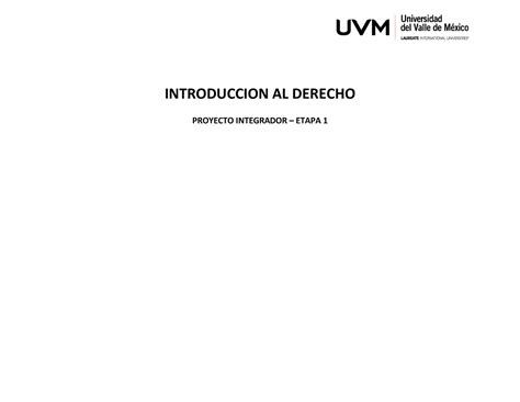 Proyecto Intergrador Etapa 1 INTRODUCCION AL DERECHO PROYECTO