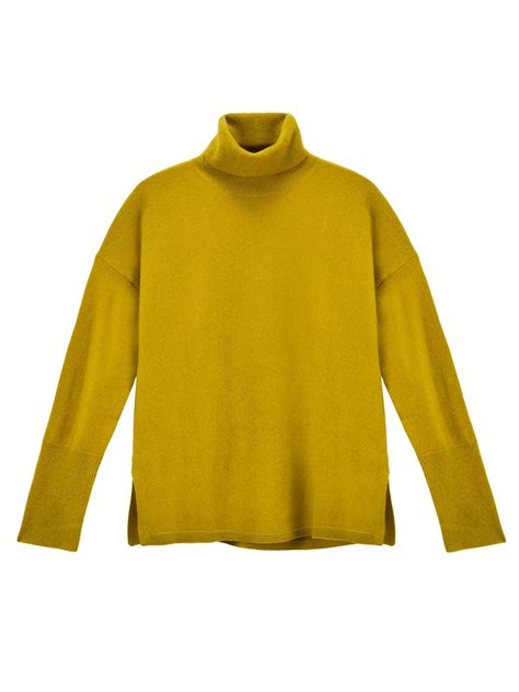 Pure Cashmere Nyc Turtleneck Loose Fit Tunic Mustard Garmentory