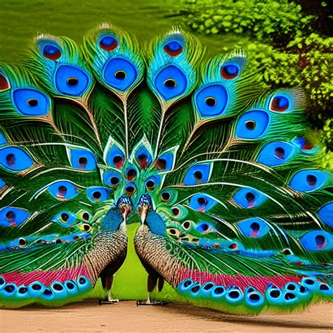 Beautiful Peacocks Displaying Their Feathers · Creative Fabrica