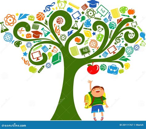 Back To School Tree With Education Icons Royalty Free Stock