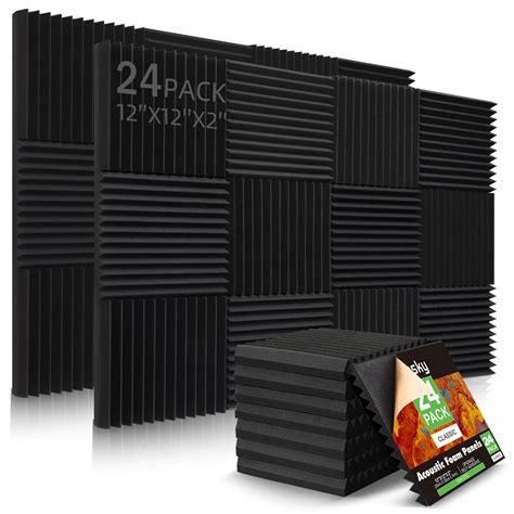 24 Pack Acoustic Panels Self Adhesive 2 X 12 X 12 Sound Proof Foam