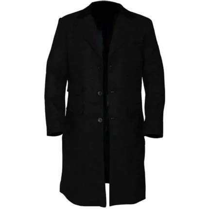 Peaky Blinders Thomas Shelby Black Wool Long Trench Coat Real Leather