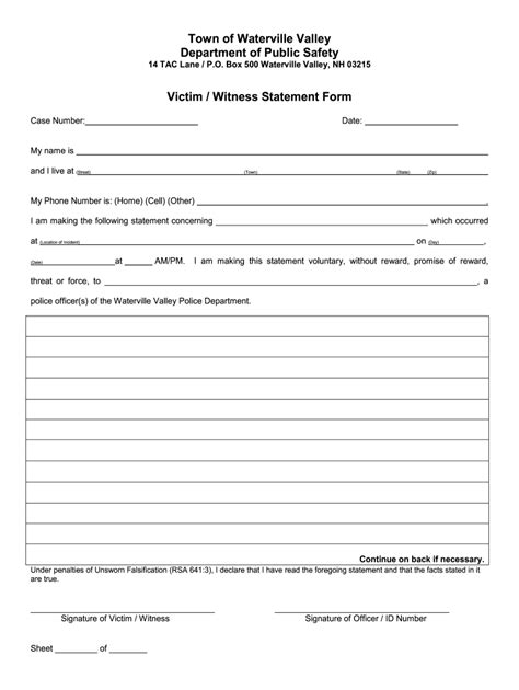 Free Witness Statement Template Printable Templates