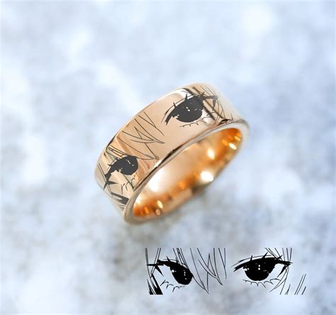 Anime Eyes Wedding Ring Anime Eyes Wedding Band Senpai Ring Etsy