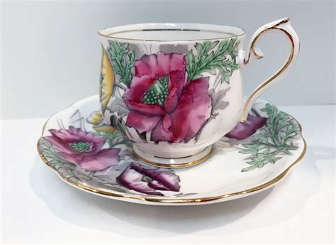 Royal Albert Tea Cup Flower Of The Month Series Poppy Tea Etsy Tea